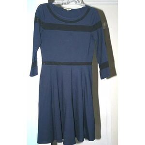 Gianni Bini Size L Navy Dress with Black Sheer Accents.